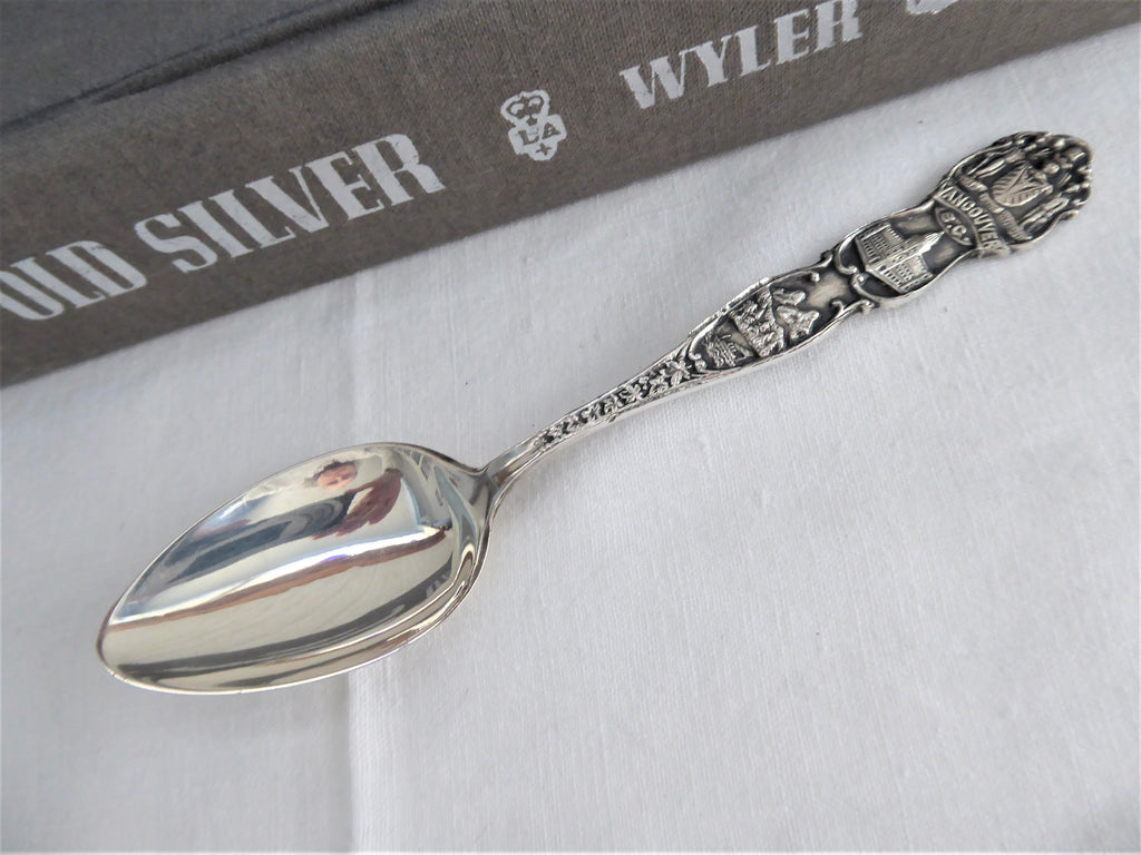 Ornate Sterling Silver Souvenir Spoon Vancouver BC 1900 Fully Embossed