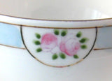 Sweet Cup And Saucer Noritake Antique 1918 Pink Rosebuds Blue Bands Eg