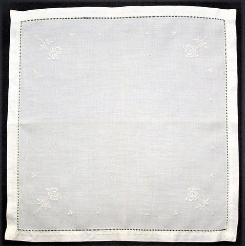 Handkerchief Antique English Fine Linen Embroidered White 1920s Floral ...