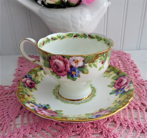 Vintage Cup And Saucer Paragon Tapestry Rose Corset Shape 1940s Double ...