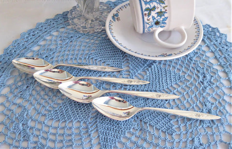 Oneida Community Morning Rose 4 Spoons Mcm Vintage Silver Plate 1960s 4 Teaspoons Tea Party Bridal Tea Home Living Dining Serving Commentfer Fr