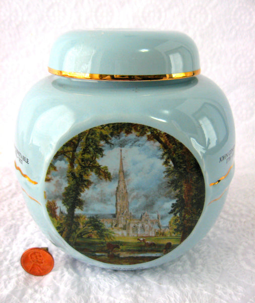 Blue Tea Caddy Canister Twinings Constable Paintings 