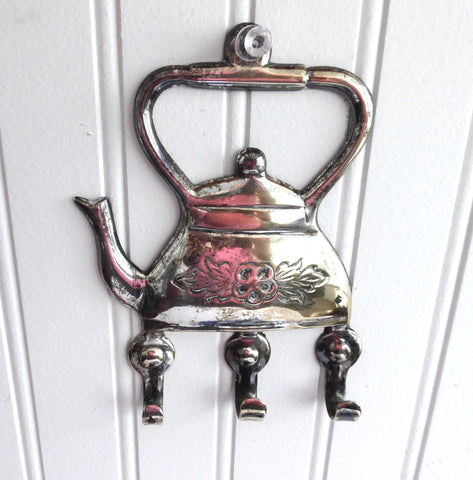 English Silver Plate Tea Kettle Wall Hooks Potholder Hook Plaque Tea D Antiques And Teacups