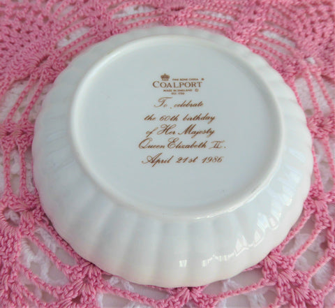 Dish Queen Elizabeth II Coalport 1986 Souvenir Plate Teabag Caddy Ring ...