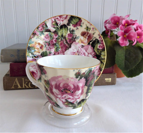 Cottage Rose Chintz Teacup Royal Patrician England Bone China Lush