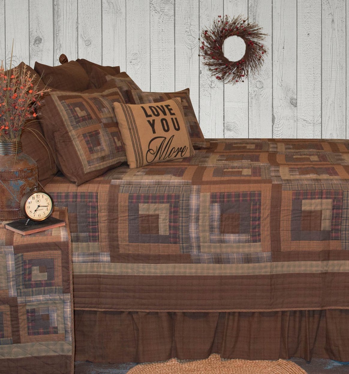 Frontier Log Cabin Quilt Retro Barn Country Linens