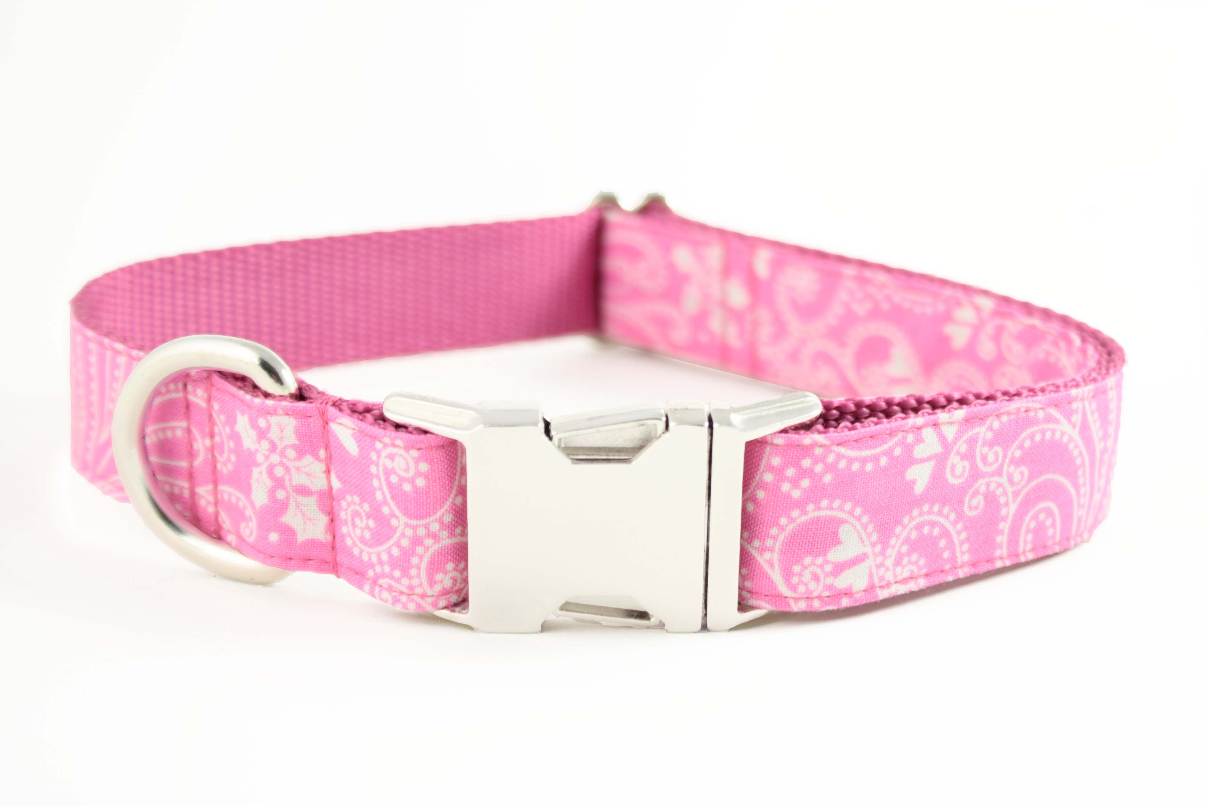 pink paisley dog collar