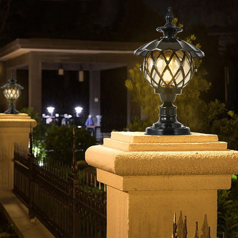 Product Image for Avelena | Europäisches Outdoor Lotus Säulen Stirnlampe 1-Lampe Wasserdicht Garten Landschaftslicht, Schwarz / 220V-240V für UK/AU