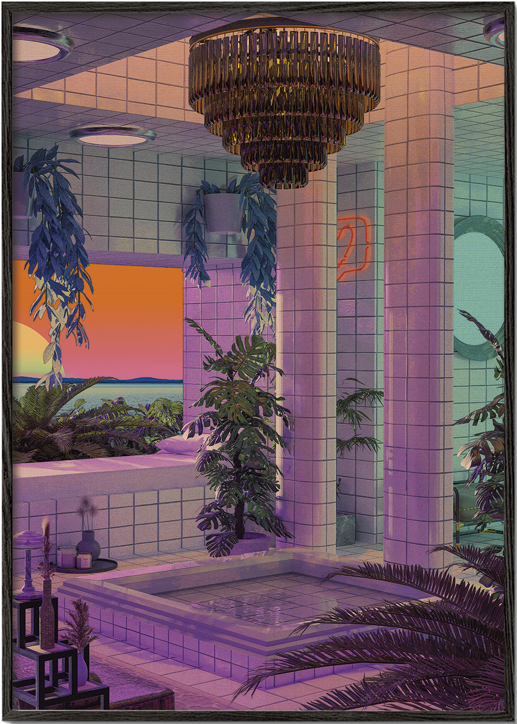 Product Image for Avelena | Vaporwave Pool - Cosmozach, Schwarzer Rahmen / 30x40 / Nein
