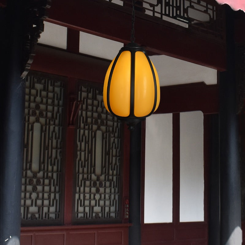 Product Image for Avelena | Traditionelle Chinesische Wasserdichte Aluminium Pc Dolomiti Elliptische Kürbis 1-Lampe Pendelleuchte Für Außen Terrasse, PC Lampenschirm / 