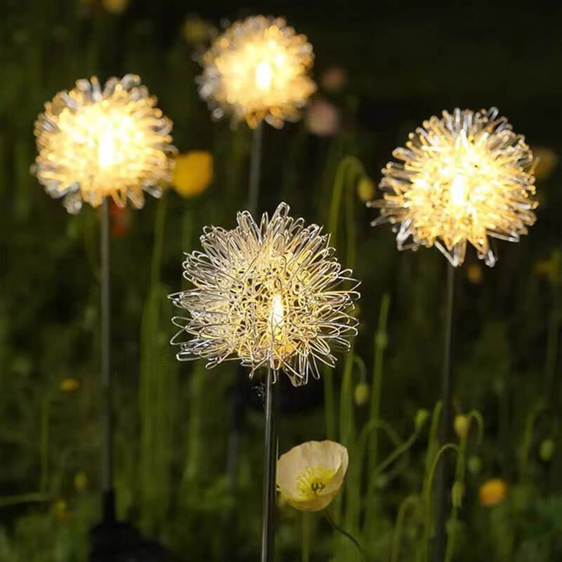 Product Image for Avelena | Solar Löwenzahn Aluminiumdraht Globe Licht LED Außen Wasserdicht Beleuchtet Garten Plug-In Boden Landschaftslicht, 7.87" / Warme Licht (