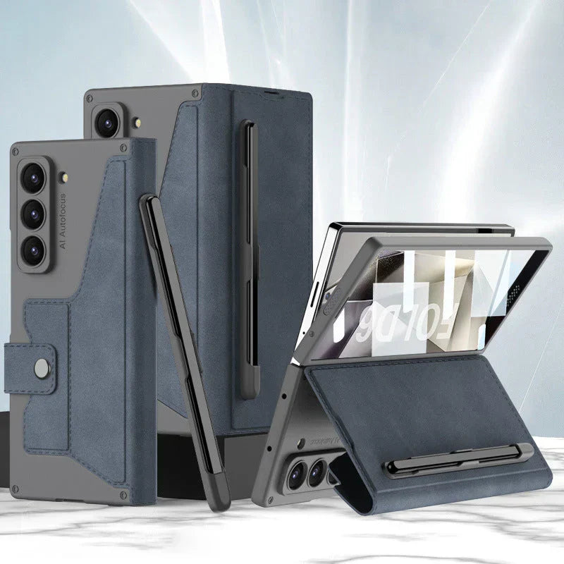 Product Image for Avelena | Armor Z Fold 6, 5, 4 Geldbörse, Stiftehalter, Lederhülle, Grau / Für Z Fold4