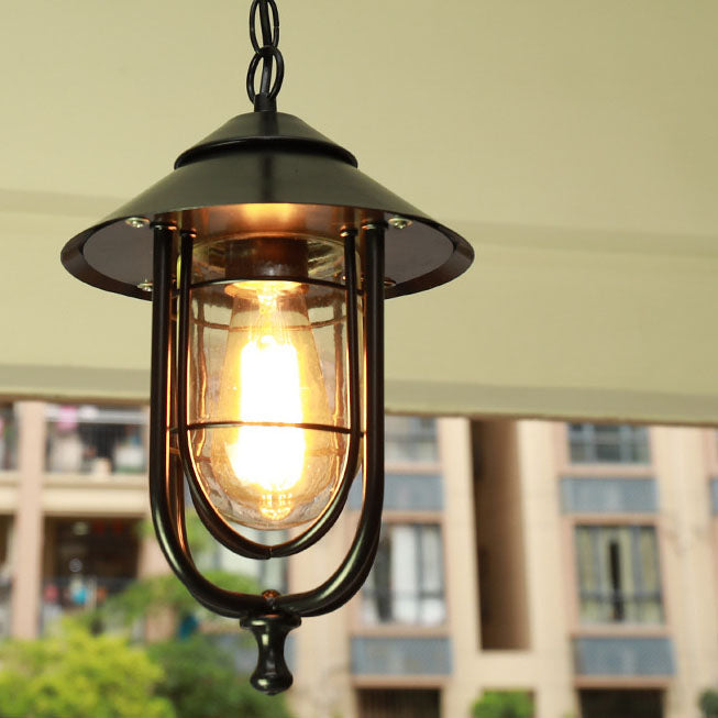Product Image for Avelena | Industrielle Vintage Aluminium Bur Glas 1-Licht Außen Wasserdichte Pendelleuchte, Schwarz / 220V-240V für UK/AU