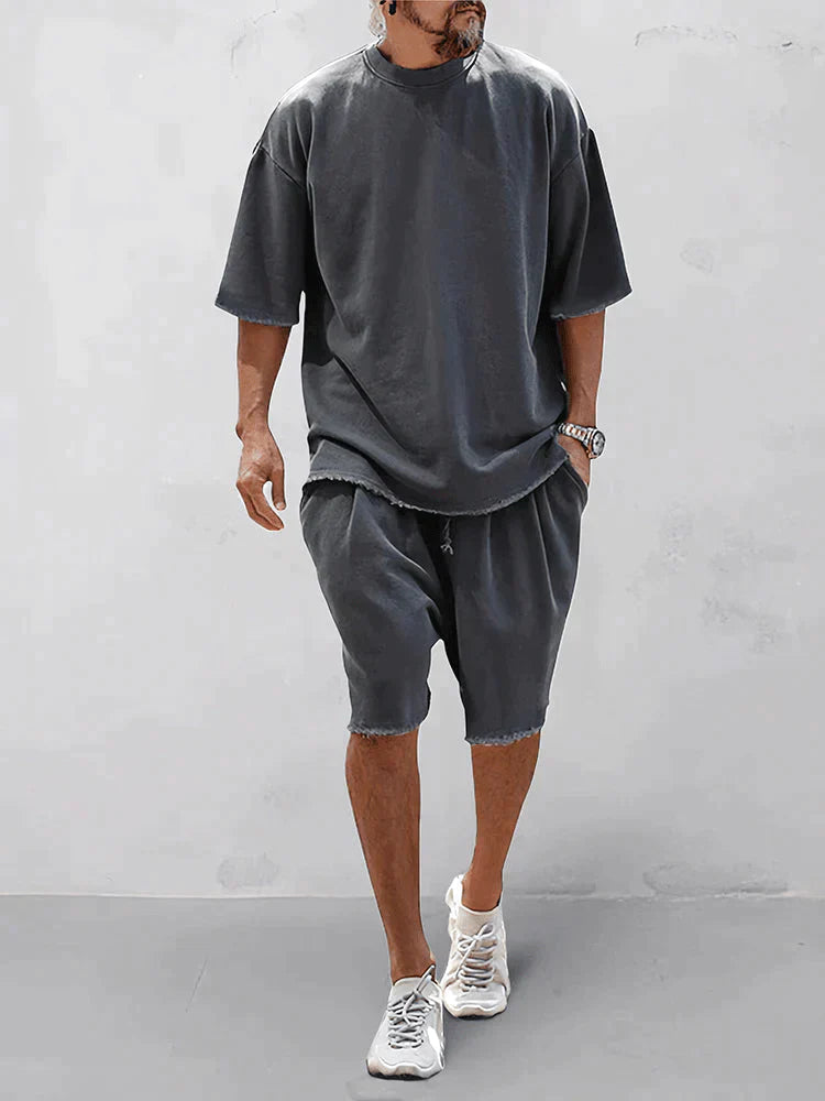 Product Image for Avelena | Weites Hemd und Shorts Trainingsanzug für Männer, Grau / M