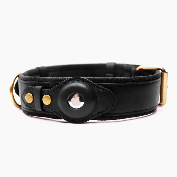 Product Image for Avelena | Echtes Leder Halsband mit Airtag Halter für Hunde, Kohle schwarz / M: 32 cm - 45 cm