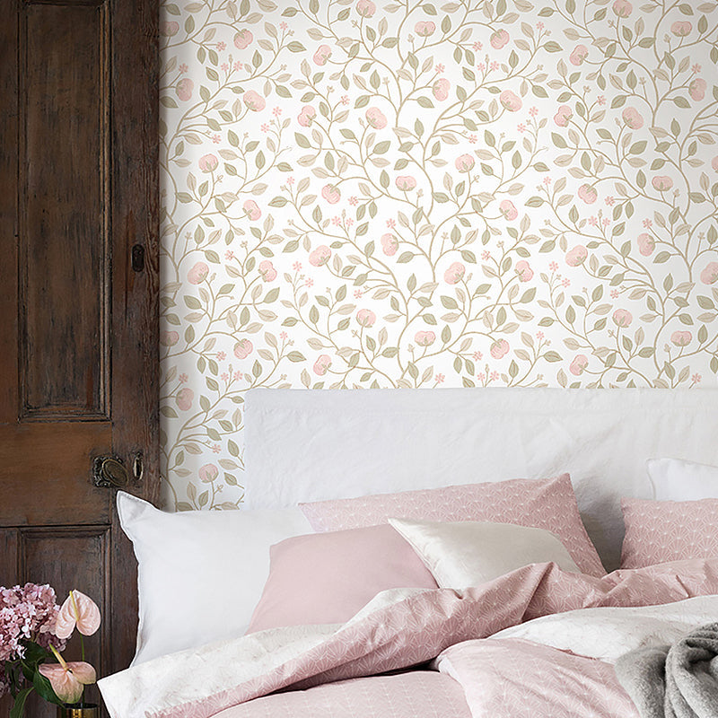 Product Image for Avelena | Dichte Blumenmuster Wandtattoo für Das Mädchenzimmer Einfache Wandkunst In Sanften Farben, Maßanfertigung, Rosa / 82" x 58"