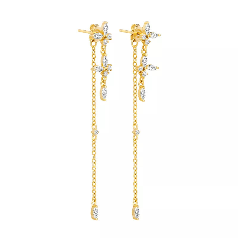 Product Image for Avelena | Zeitlose Tropfenohrringe Elodie, Gold / Blumenkettenohrringe