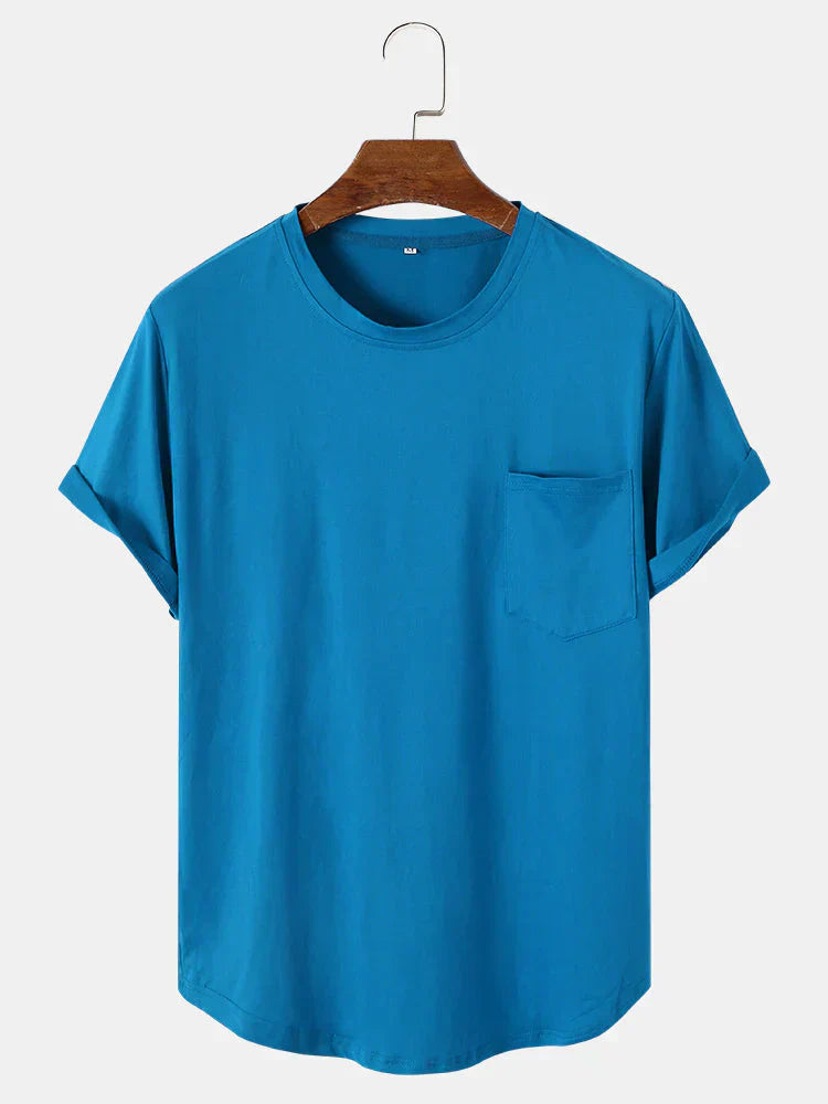 Product Image for Avelena | Einfarbige Basic-T-Shirts mit Tasche, Himmel / S