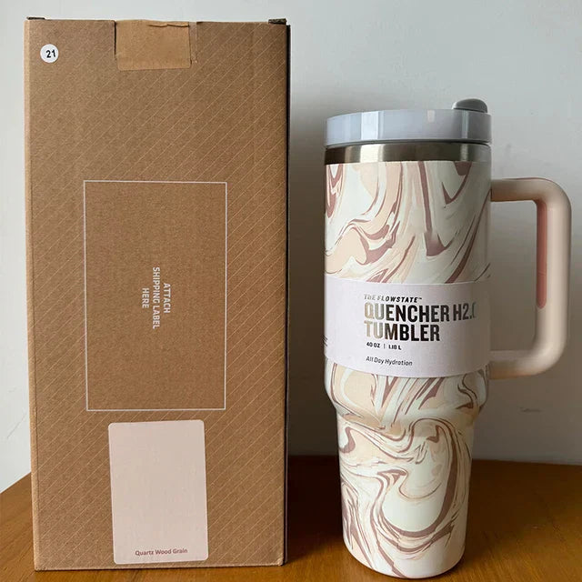 Product Image for Avelena | Vakuumisolierte Tasse mit Deckel und Strohhalm Thermotumbler, Rosa Quarzstrudel