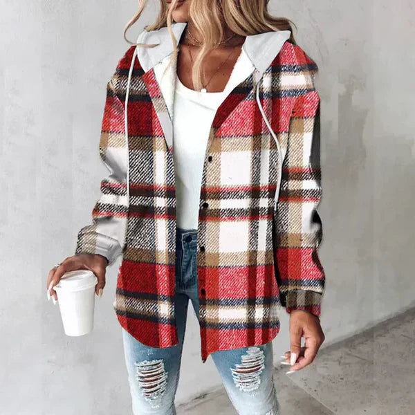 Product Image for Avelena | Willeke Lässiges Flanellhemd mit Kapuze, Rot / L