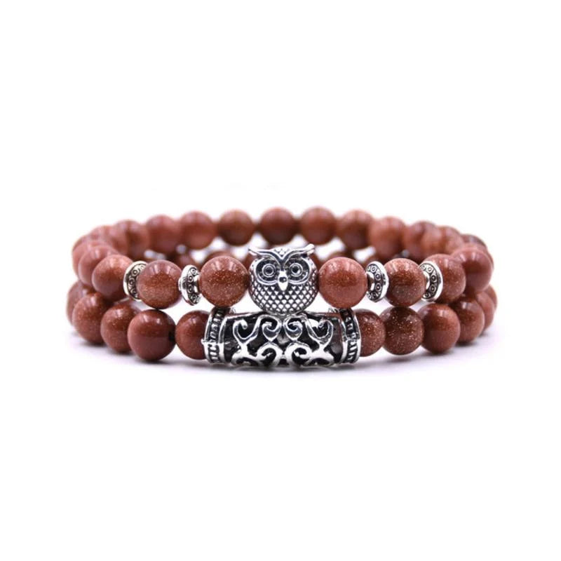 Product Image for Avelena | Eule Charme Naturstein Armband, Rotierender Sand.