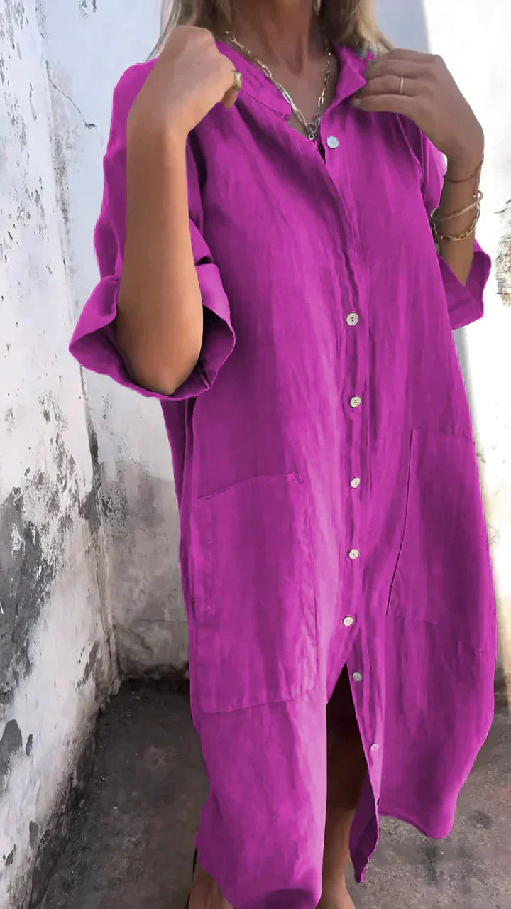 Product Image for Avelena | Langes Casual Kleid Im Hemdenstil, Lila / 5XL