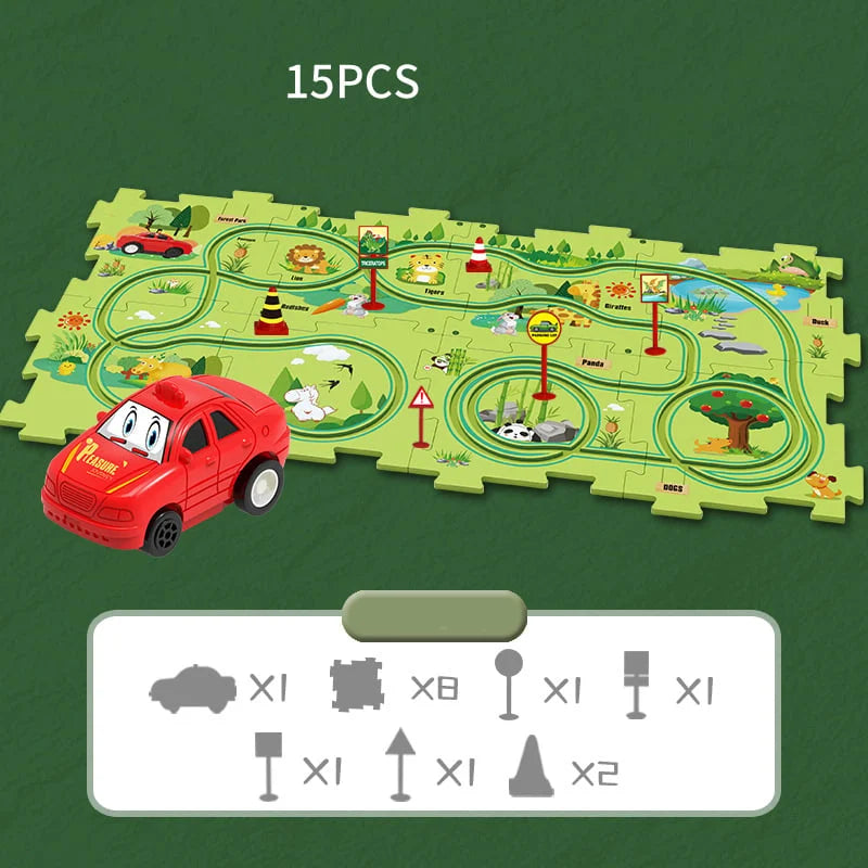 Product Image for Avelena | Kinder Bildungs-Puzzle Spur Auto Spielset, Wald / 15 Stück