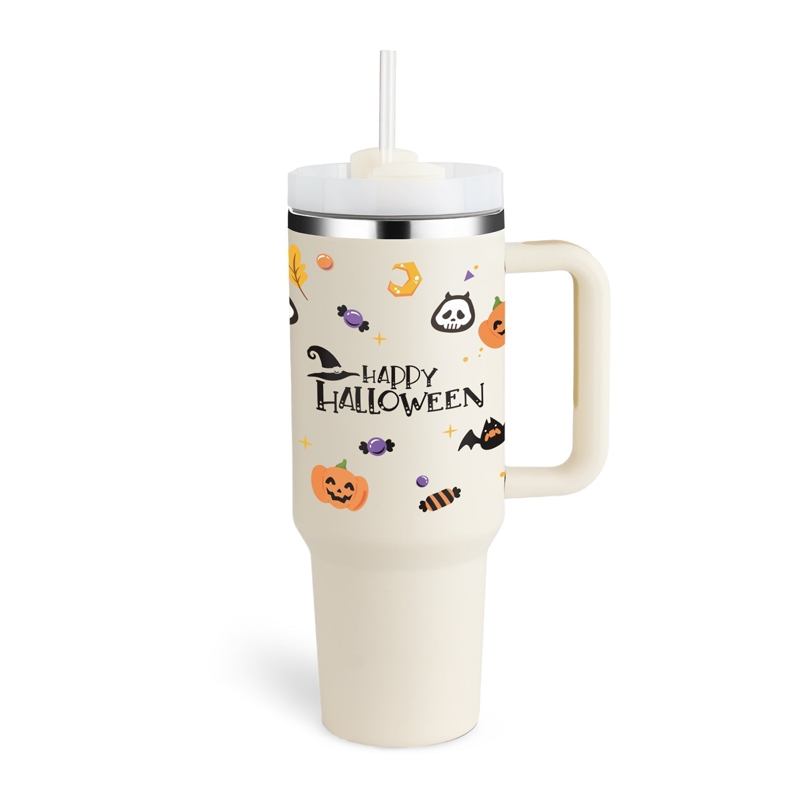 Product Image for Avelena | Mugmaster Isolierbecher mit Strohhalm, Halloween cremeweiß / 1200 ML