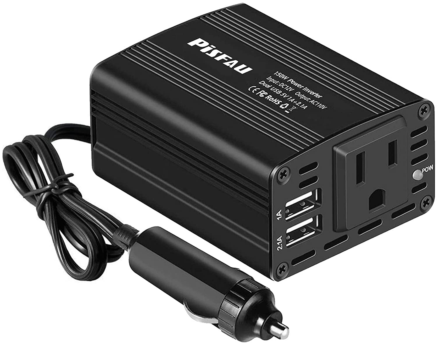 Product Image for Avelena | 150W Strominverter 12V Dc Zu 110V Ac Auto Stecker Adapter Ausgang Wandler Mit 3.1A Doppel Usb Ac