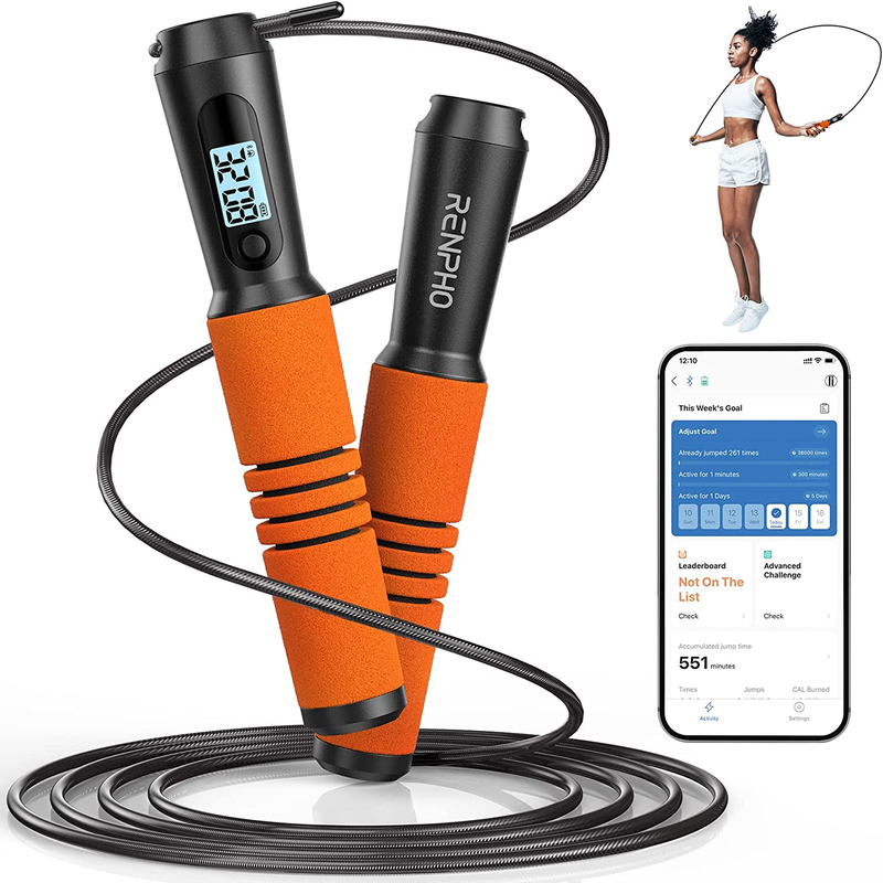 Product Image for Avelena | Intelligentes Springseil Mit App-Verfolgung, Drahtlos Verstellbares Seil Mit Zähler Für Das Training, D-Orange Stahl Segelschnur 1 Stk