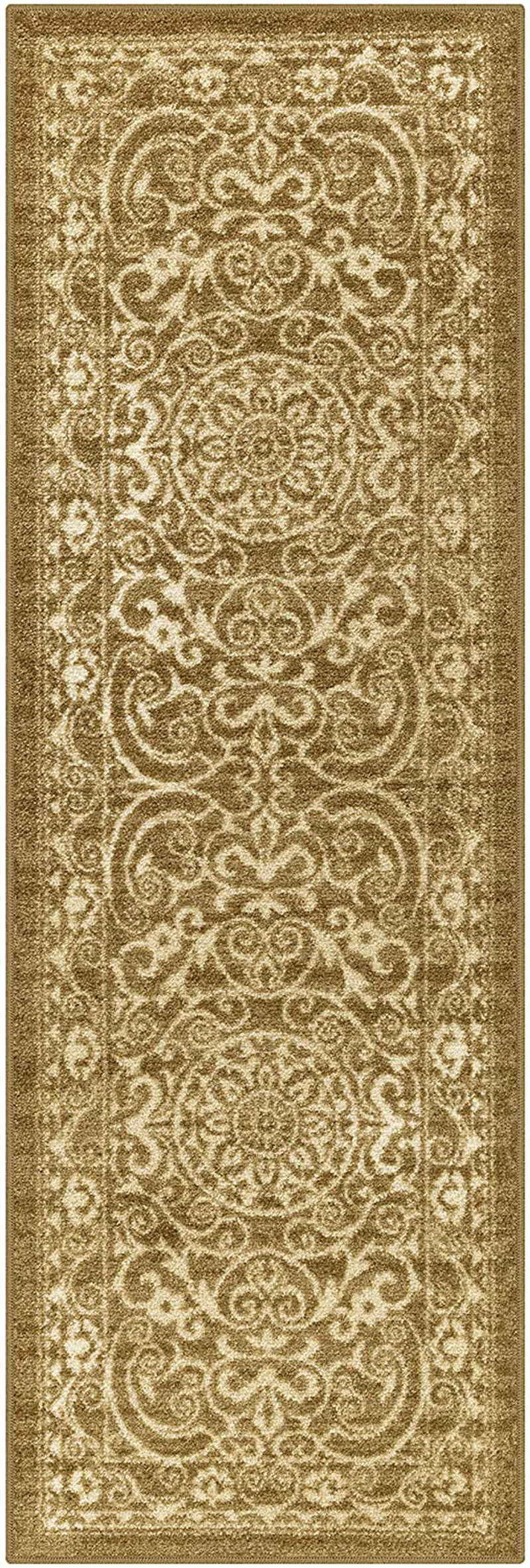Product Image for Avelena | Maples Rugs Pelham Vintage Runner Teppich Rutschfest Waschbar Flur Eingangsteppich [Hergestellt in den USA], 1'8 x 5, Khaki