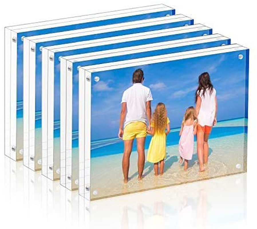 Product Image for Avelena | Meetu Acryl-Bilderrahmen 5x7, klar freistehend doppelseitig 20mm Dicke rahmenlos magnetische Bilderrahmen Desktop-Darstellung mit 