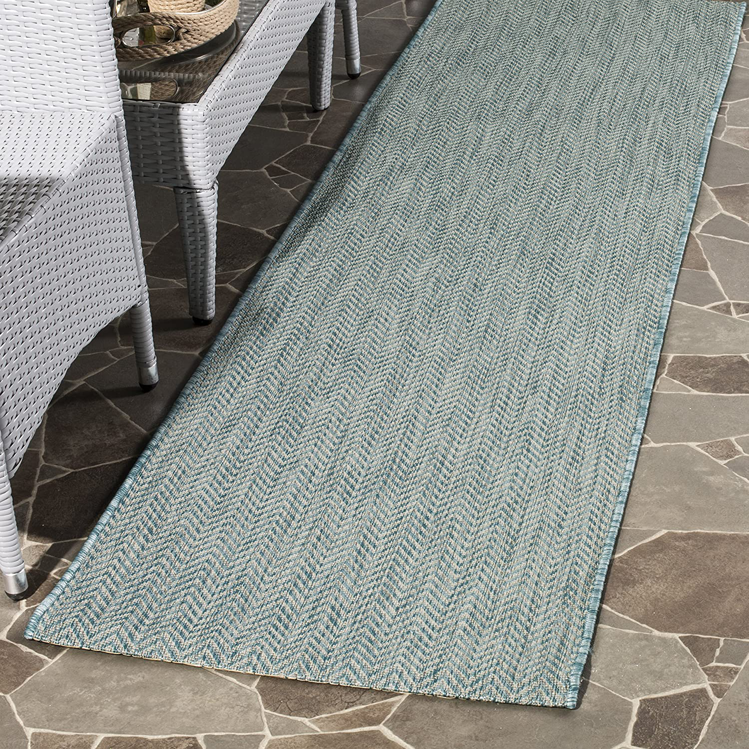 Product Image for Avelena | Safavieh Courtyard Collection CY8022 Innen/ Außen Non-Shedding Fleckenresistenter Patio Garten Läufer, 2'3" x 14', Aqua / Grau