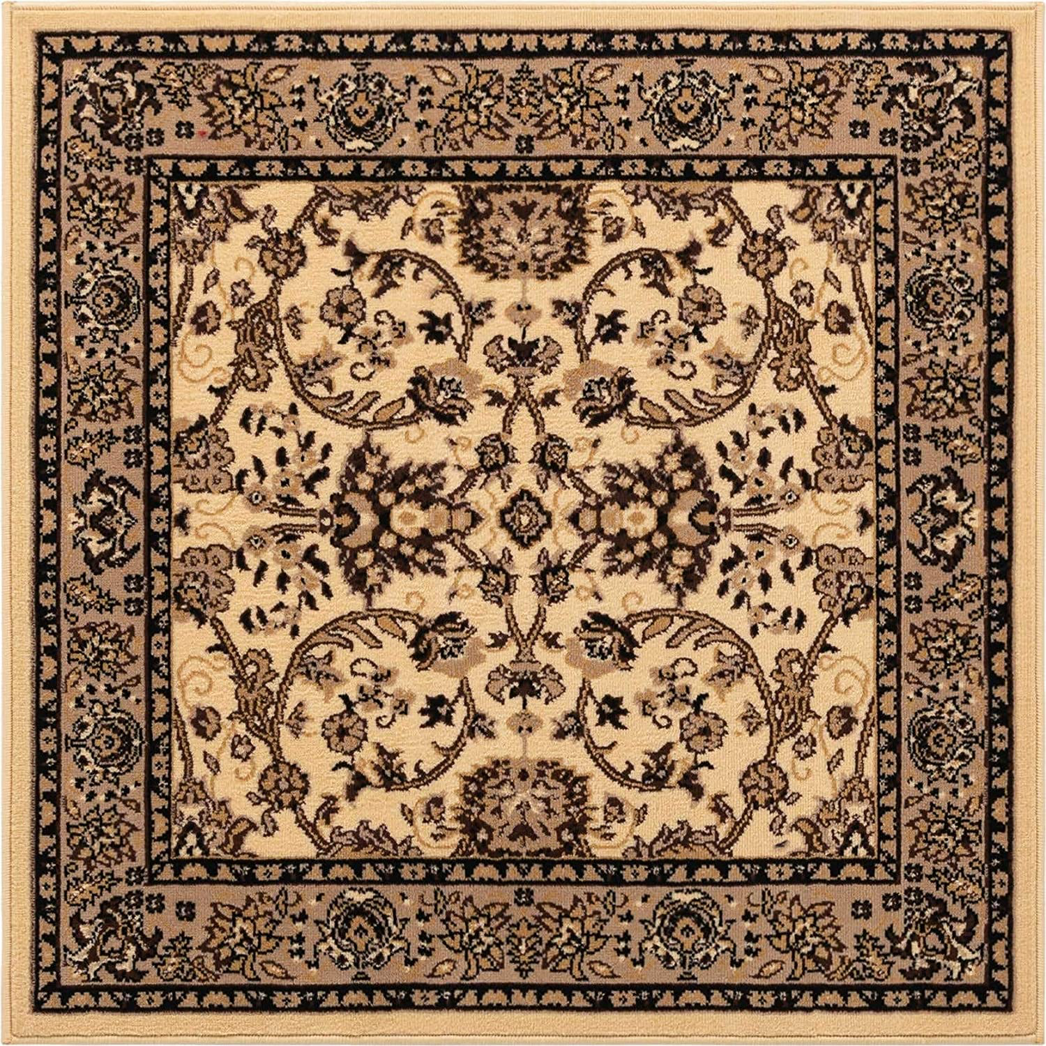 Product Image for Avelena | Einzigartiger Loom Kashan Traditioneller Floral-Teppich, 4 Fuß, Elfenbein/Beige