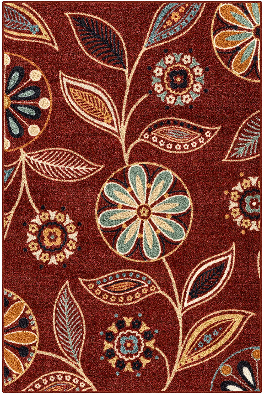 Product Image for Avelena | Maples Rugs Reggie Floral Teppiche für Wohnzimmer & Schlafzimmer [Hergestellt in den USA], 3'4 x 5, Merlot