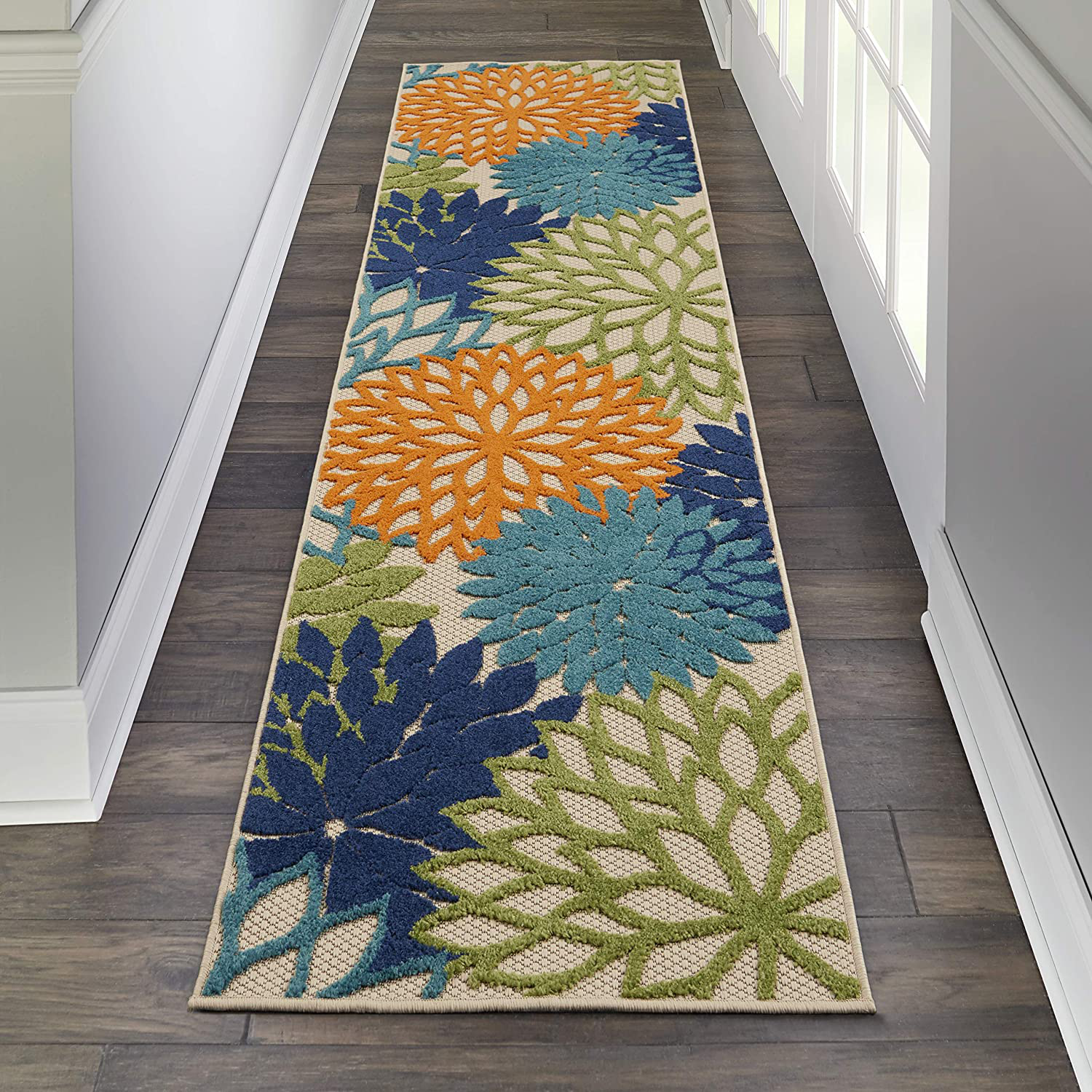 Product Image for Avelena | Nourison Aloha Indoor/Outdoor Floral Blau Mehrfarben 2'3" x 8' Teppichläufer (2'x8')