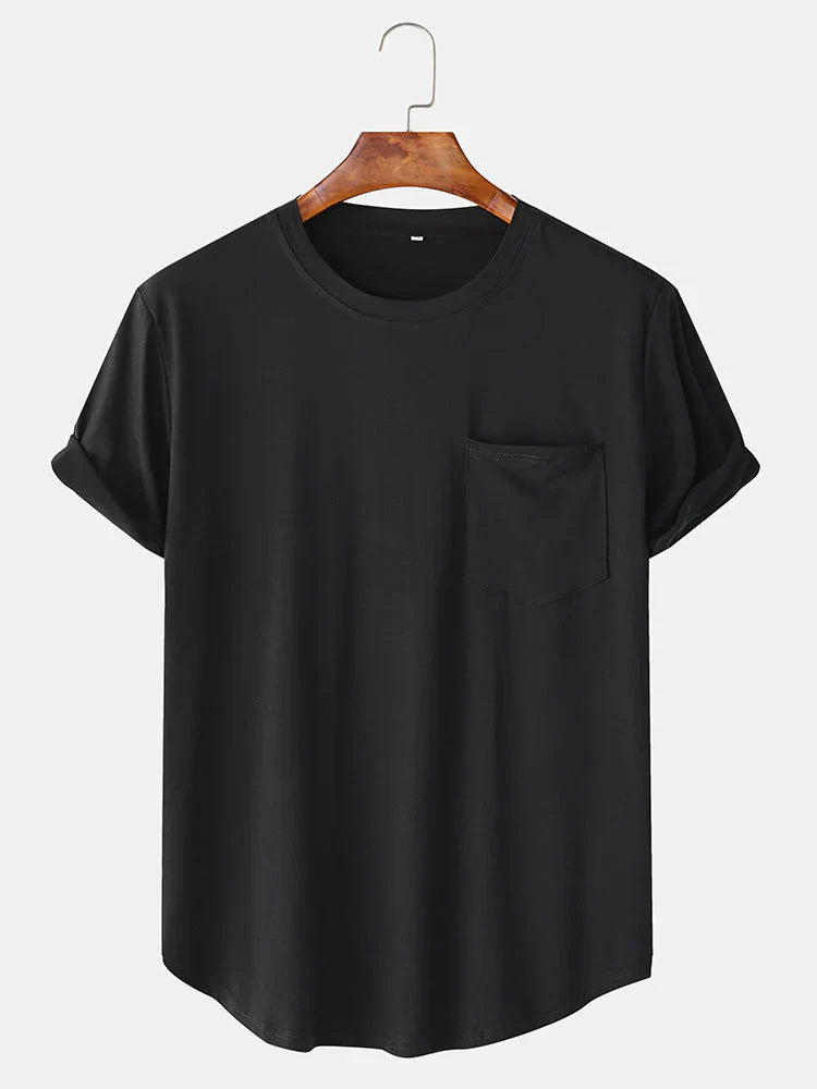 Product Image for Avelena | Einfarbige Basic-T-Shirts mit Tasche, Schwarz / XL