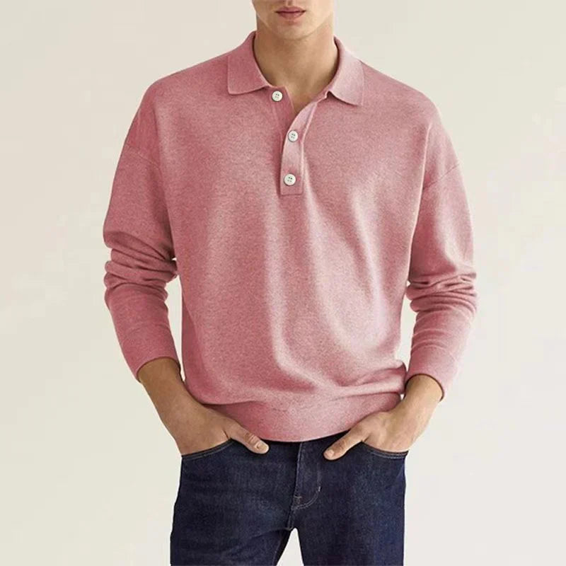 Product Image for Avelena | Langarm Polo-Shirt für Herren, Rosa / XXXL
