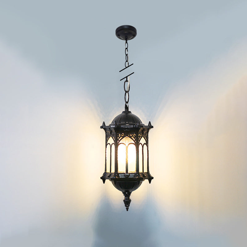 Product Image for Avelena | Traditionelle Vintage Wasserdichte Sechseckige Stützpalast Aluminium Acryl 1-Lampe Pendelleuchte Für Außen Terrasse, Schwarz / 110V-120V für