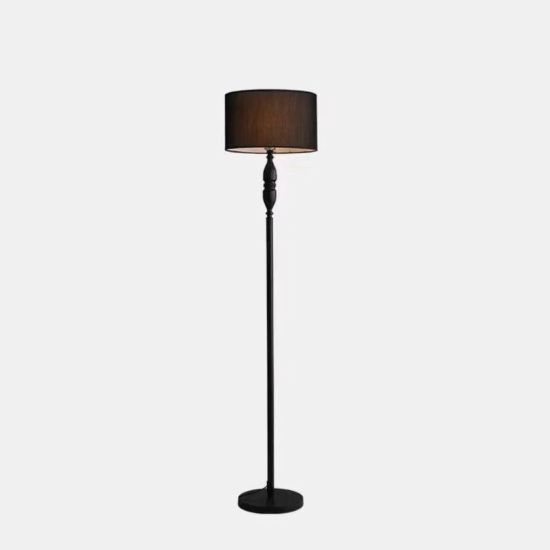 Product Image for Avelena | Traditionelle Vintage Stoff Zylinder Regenschirm Eisenbasis 1-Lichtquelle Stehlampe für Wohnzimmer, B / Braun Schatten + Schwarzer Basis / 