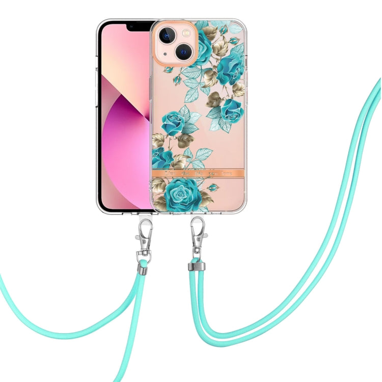 Product Image for Avelena | iPhone 15 Plus Blumen und Pflanzen Serie IMD TPU Handyhülle mit Lanyard - Blaue Rose