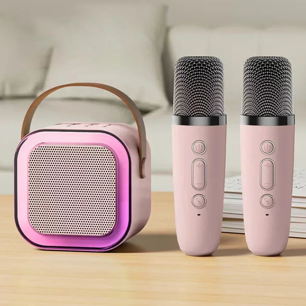 Product Image for Avelena | Tragbare Bluetooth Karaoke-Maschine mit kabellosen Mikrofonen - Lustiges Geschenke für die Familie zum Singen, Rosa / 2 Mic