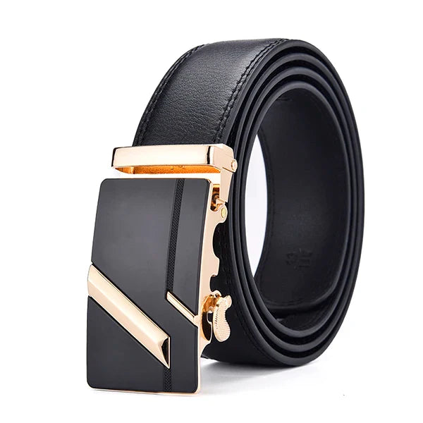 Product Image for Avelena | Herren Echtes Leder Automatischer Gürtel, NE320 Gold / 105cm 28bis30 Zoll