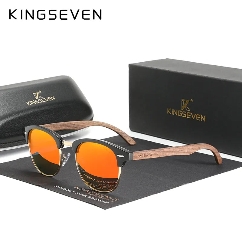 Product Image for Avelena | Unisex Uv400 Schutz Semi-Rimless Retro Holz Sonnenbrille, Rot / I'm sorry, but you haven't provided any text to translate. Please supply the