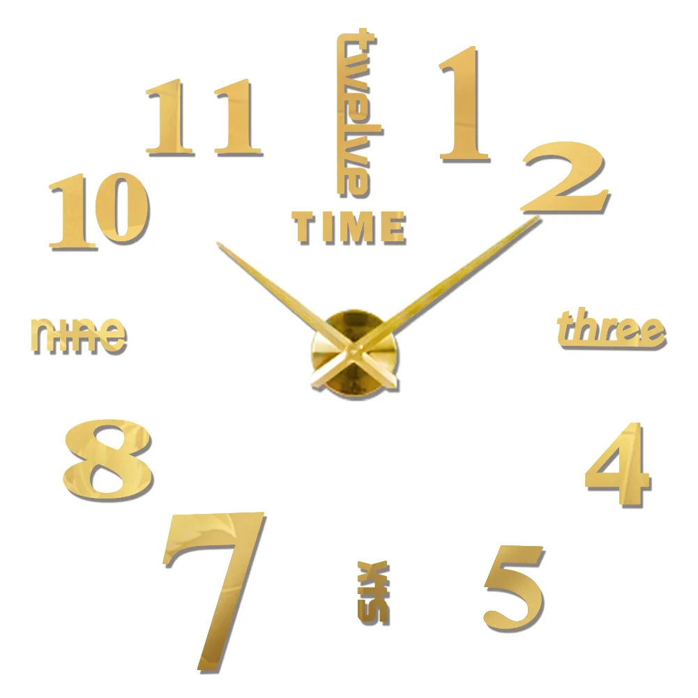 Product Image for Avelena | Große Wanduhren Diy 3D Selbstklebende Spiegel Acryl Wanduhren für Küche Esszimmer Wohnzimmer Kreative Dekoration, Gold P / 47 Zoll (80-120 