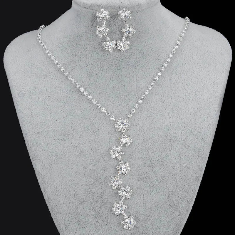 Product Image for Avelena | 3 Teile Einfaches Rhinestone Halskette Ohrringe Schmuckset für Frauen, Stil 5