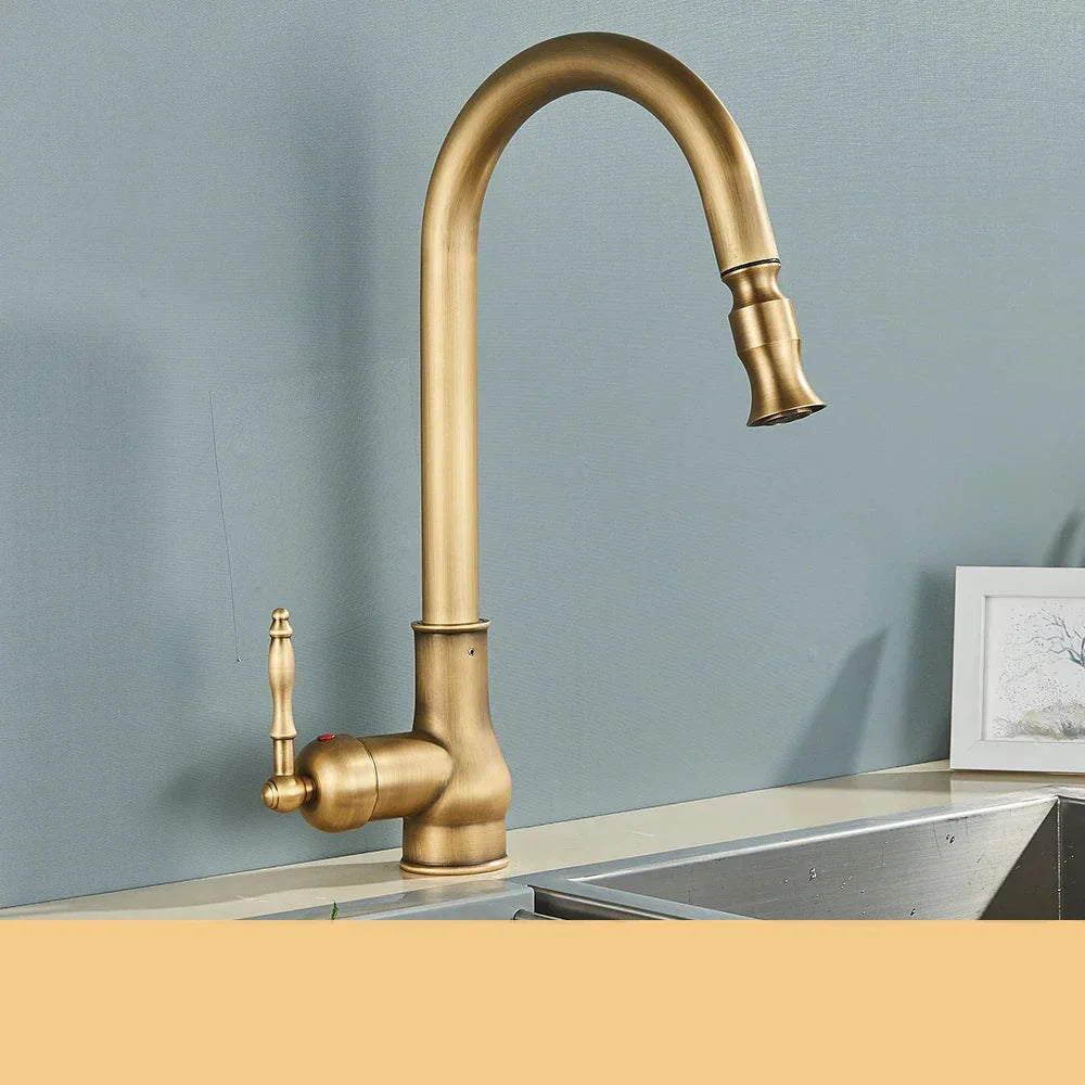 Product Image for Avelena | Retro Küchenarmatur mit Messing-Finish, Antikes Messing