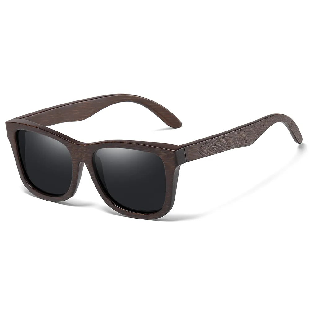 Product Image for Avelena | Herren Bamboo Holz Sonnenbrille mit Geschenkbox, Schwarz / Dunkles Bambus