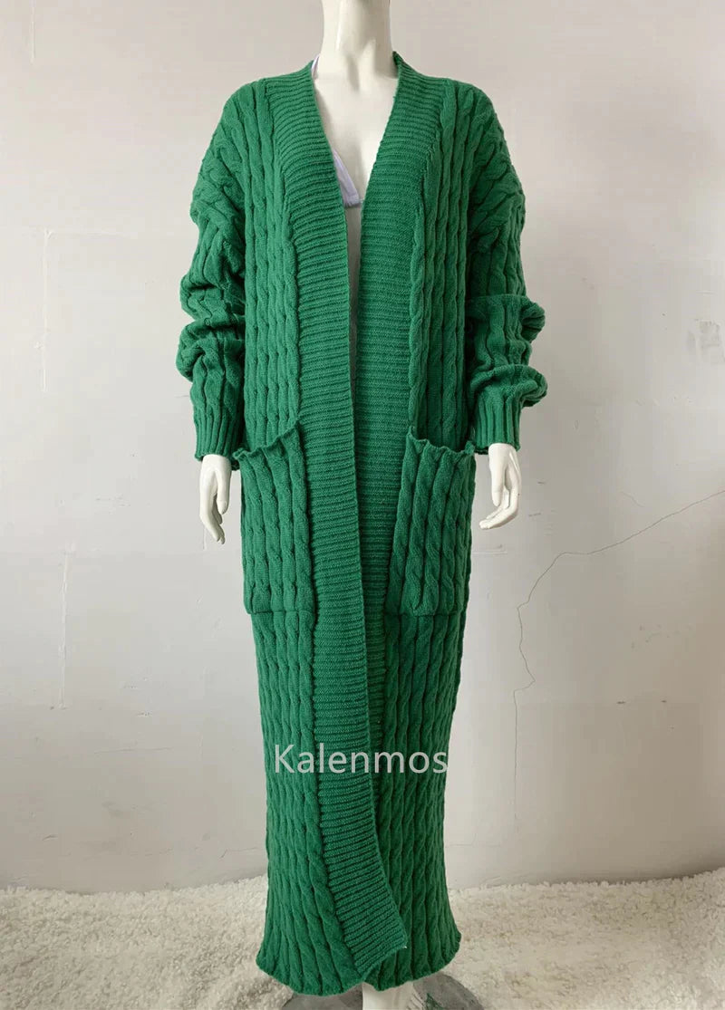 Product Image for Avelena | Einheitsgrösse Wollstrickjacke Monami Lange Lässige Strickjacke, Grün / M