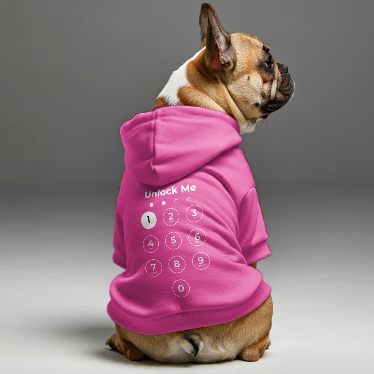 Product Image for Avelena | Unlock Me - Personalisierte Französische Bulldogge Hoodies Mit Lustigen Zitaten – Stylisch, Gemütlich Und Premium 100% Baumwolle, Rosa / 4XL